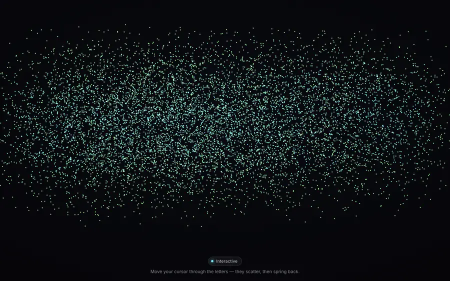 Particle text that scatters from cursor, Animated heroes
