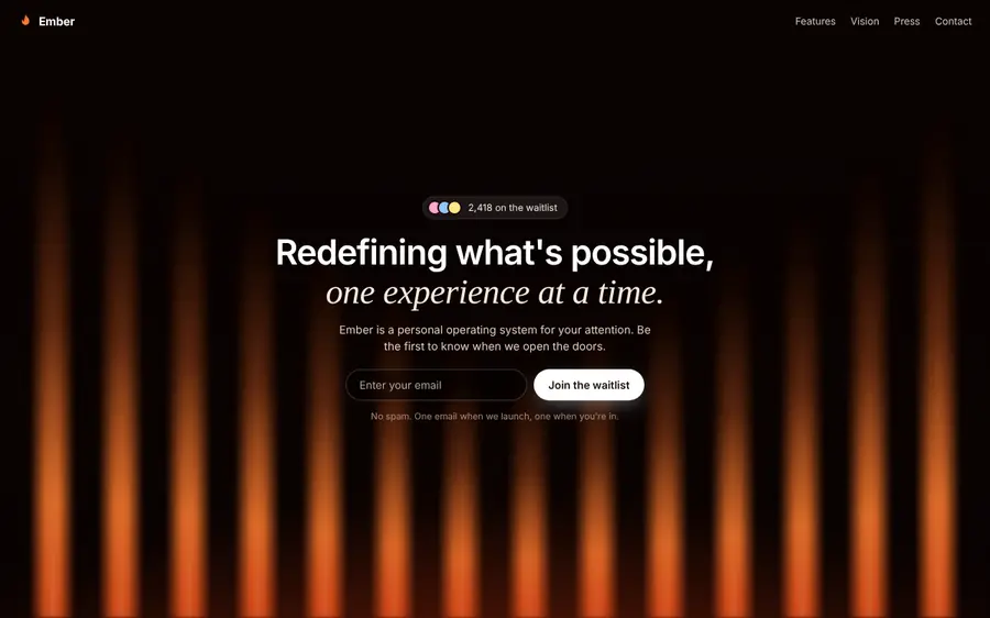 Rising light-bar waitlist hero, Hero sections