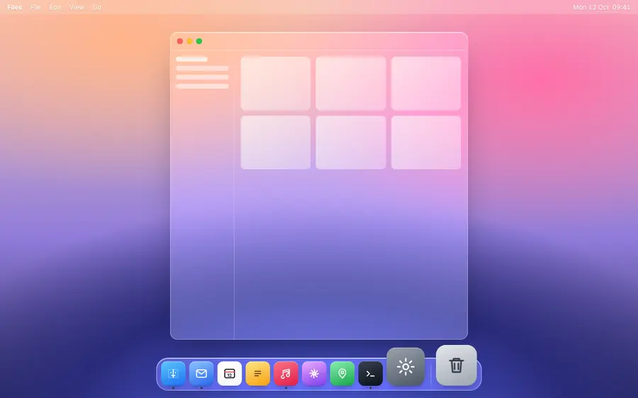 macOS-style magnifying dock, Navigation