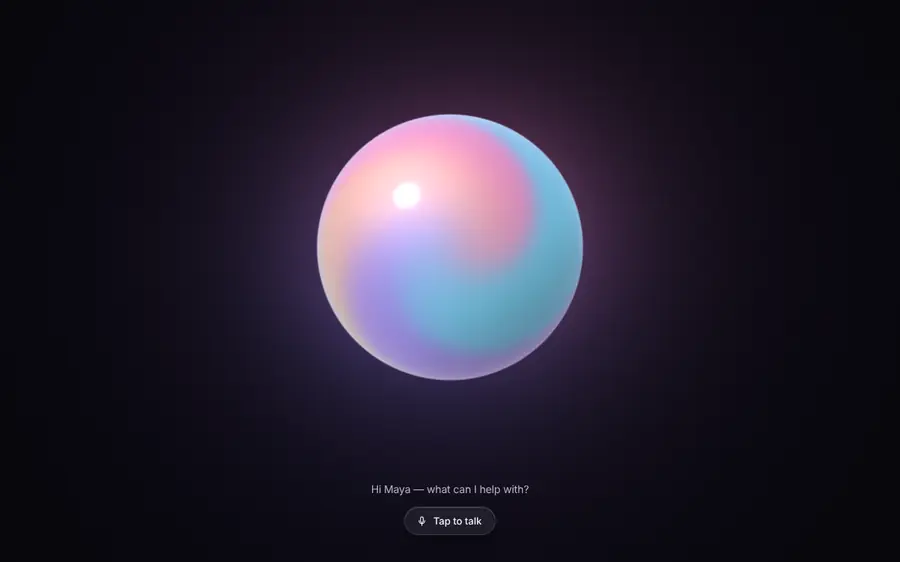 AI voice orb, Liquid & metal