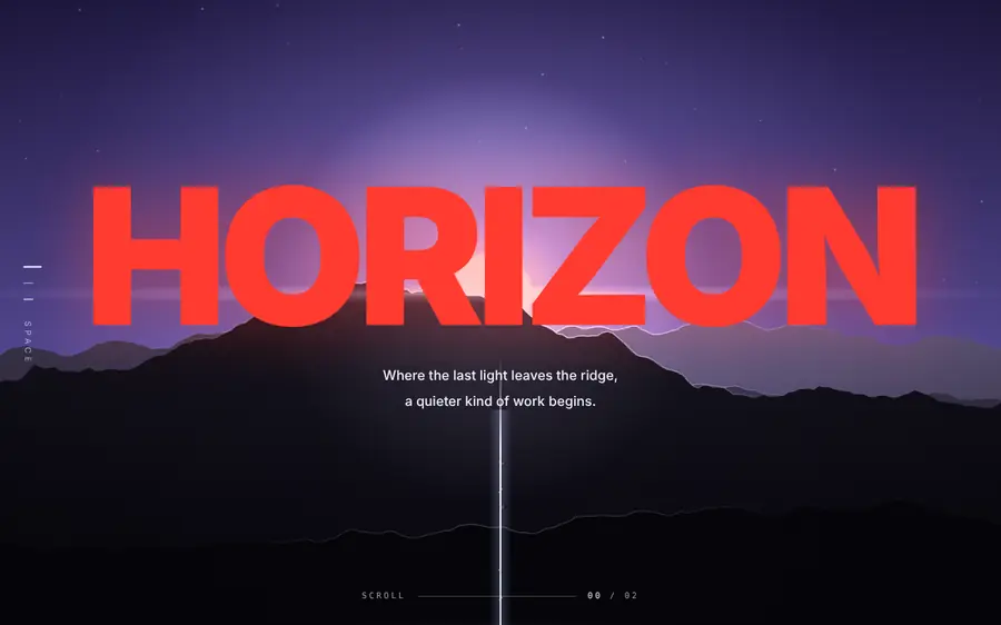 Scroll-story horizon hero, Hero sections
