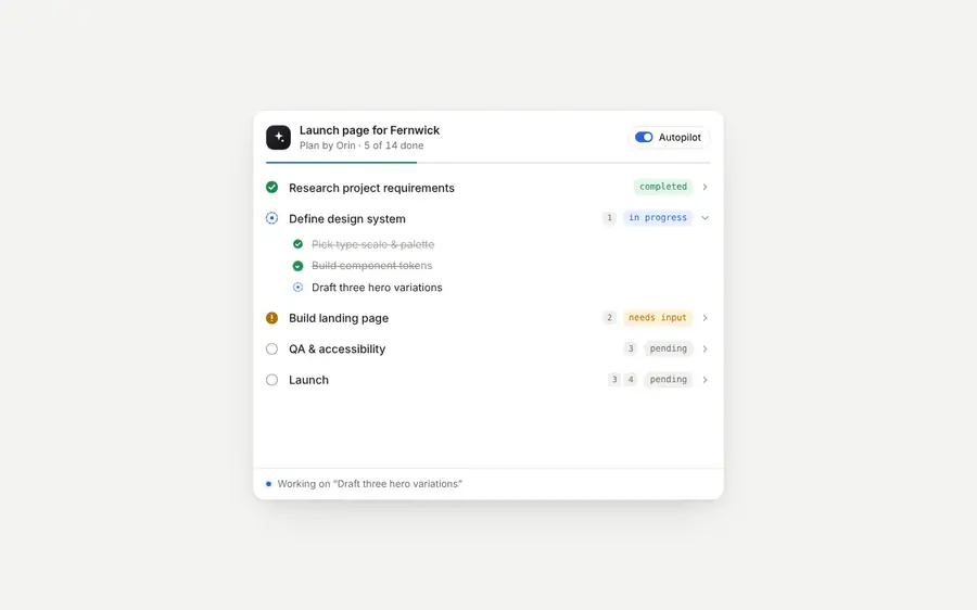 Agent plan task tree, AI chats