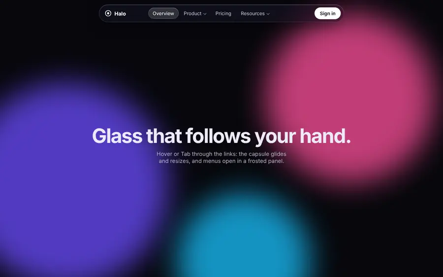 Glass nav with gliding capsule, Navigation