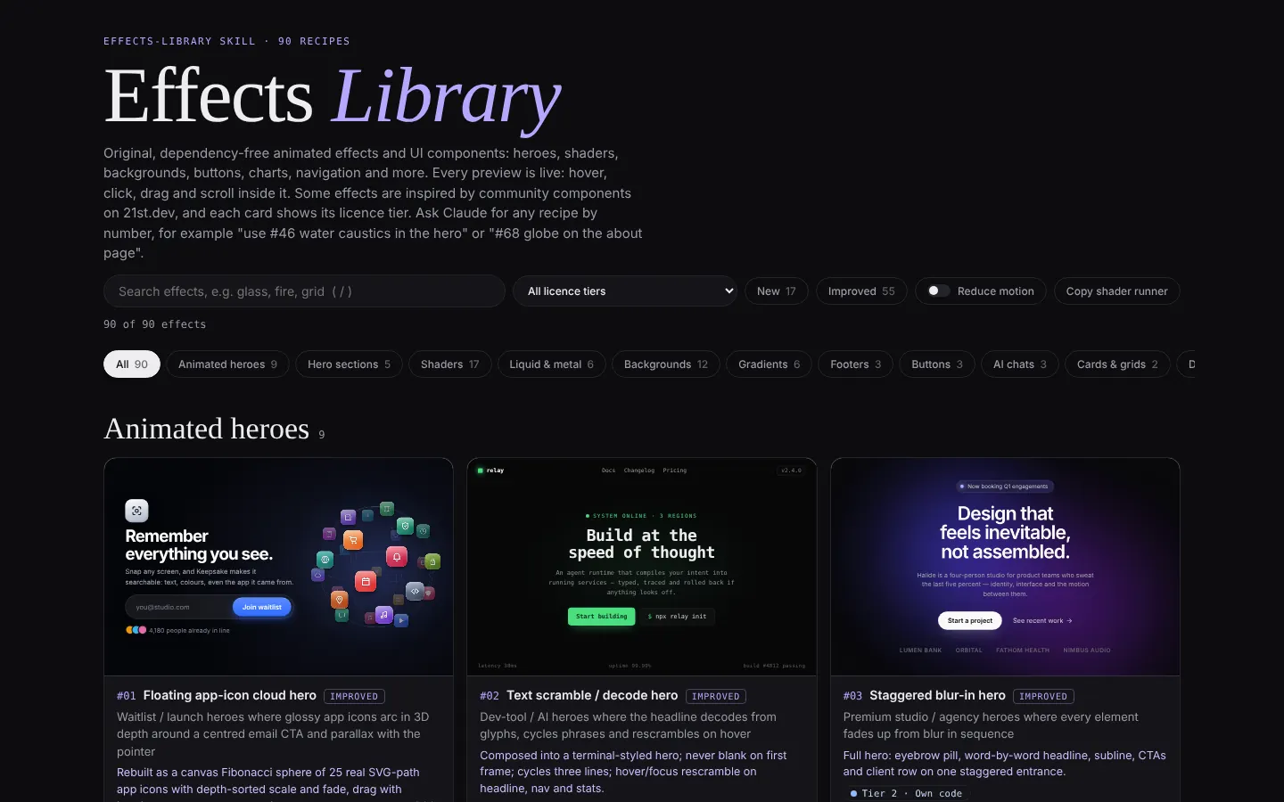 Effects Library, 76 live effects