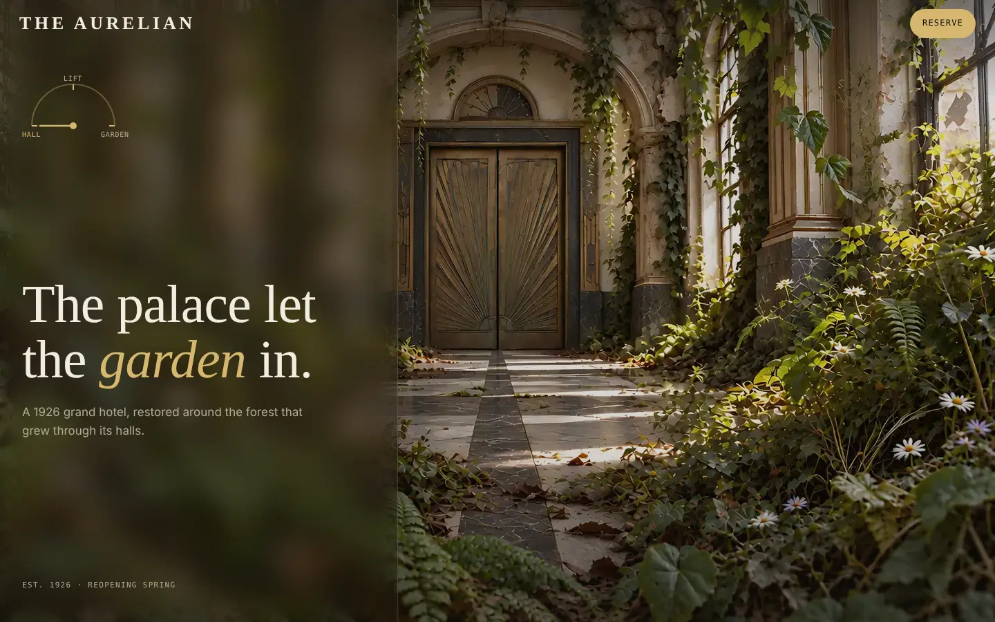 The Aurelian, Garden hotel · scroll film