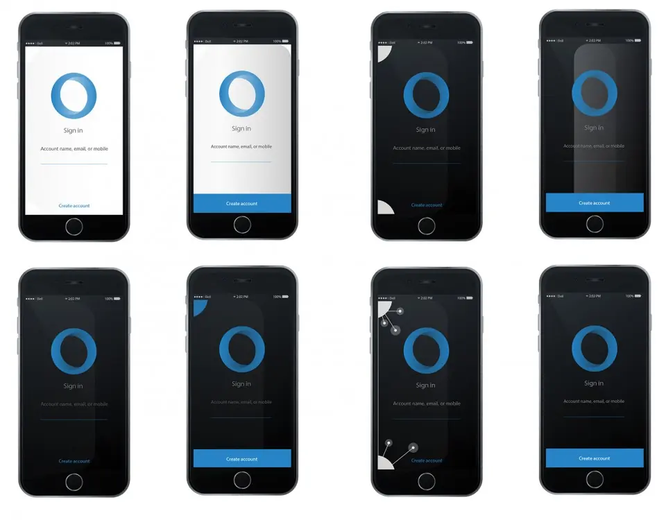 Mobile app screens, App design
