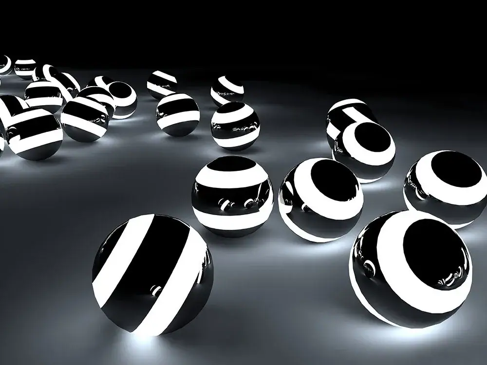 Striped spheres, Blender render
