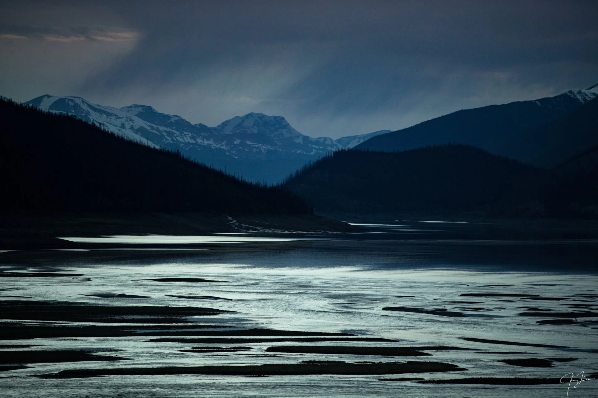 Blue hour river flats, Landscape